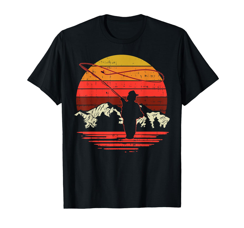 Fly Fishing Sunset Trout Angling Fisherman T-Shirt - Unique Graphic Unisex - T-Shirt, Sweatshirt, Hoodie