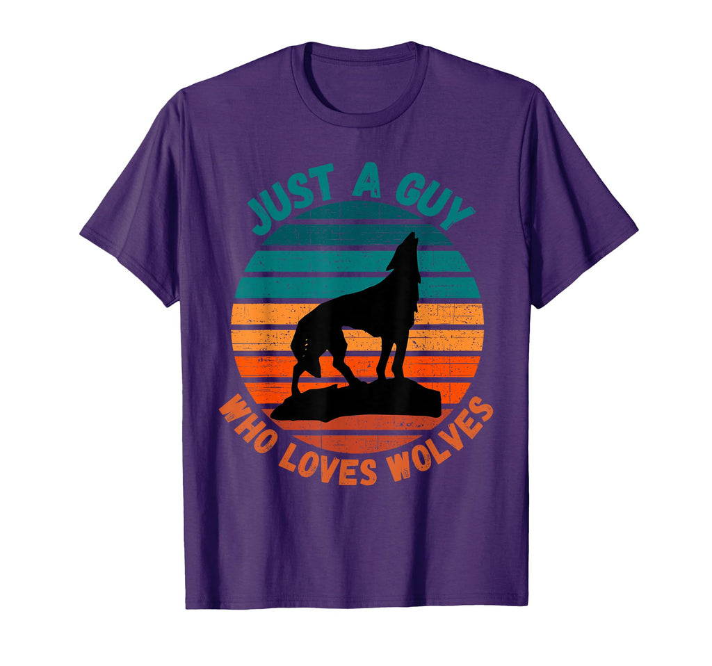 Just Guy Who Loves Wolves Sunset Wolf T-Shirt - Novelty Apparel Men Women - T-Shirt, Sweatshirt, Hoodie