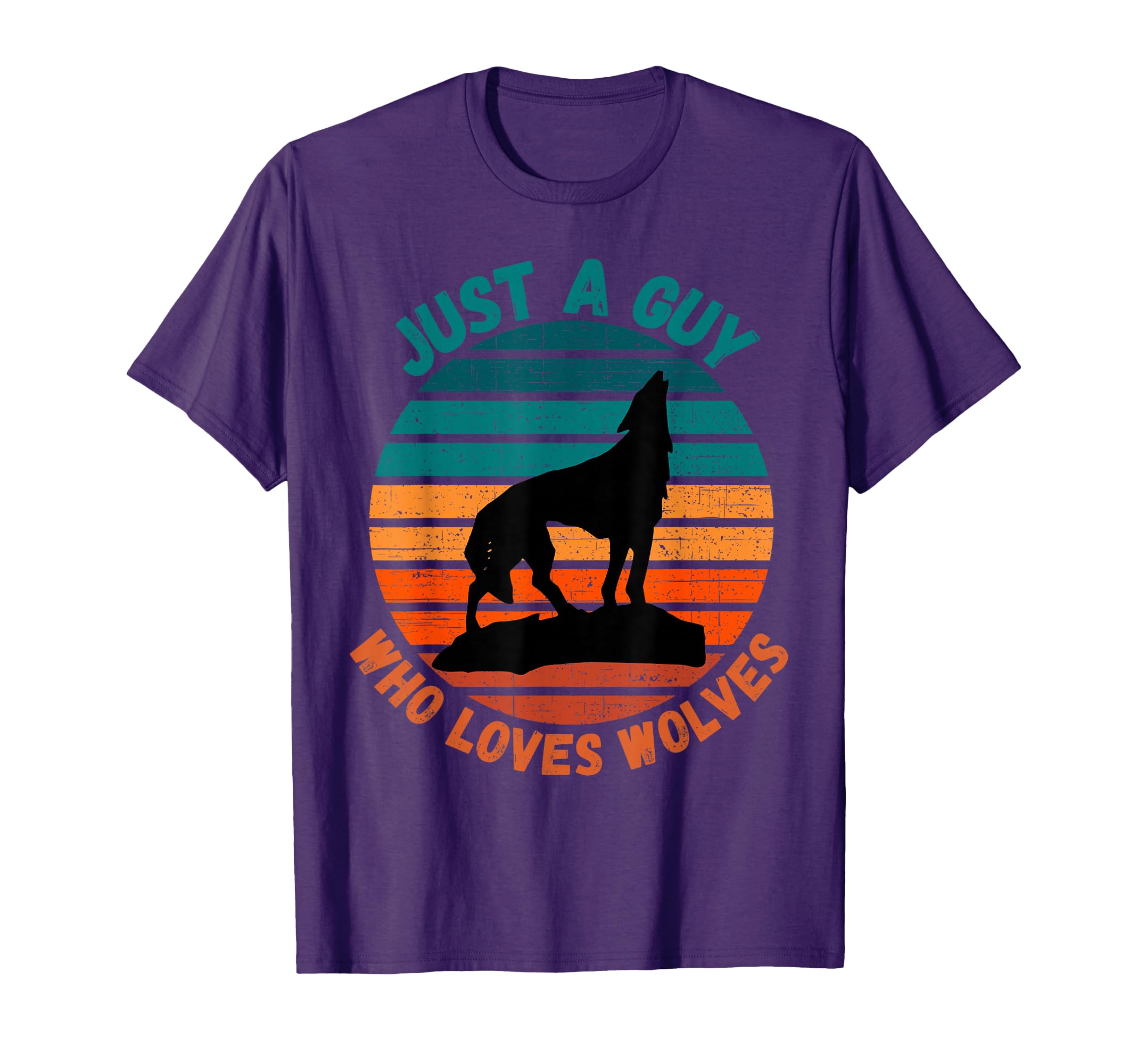 Just Guy Who Loves Wolves Sunset Wolf T-Shirt - Novelty Apparel Men Women - T-Shirt, Sweatshirt, Hoodie