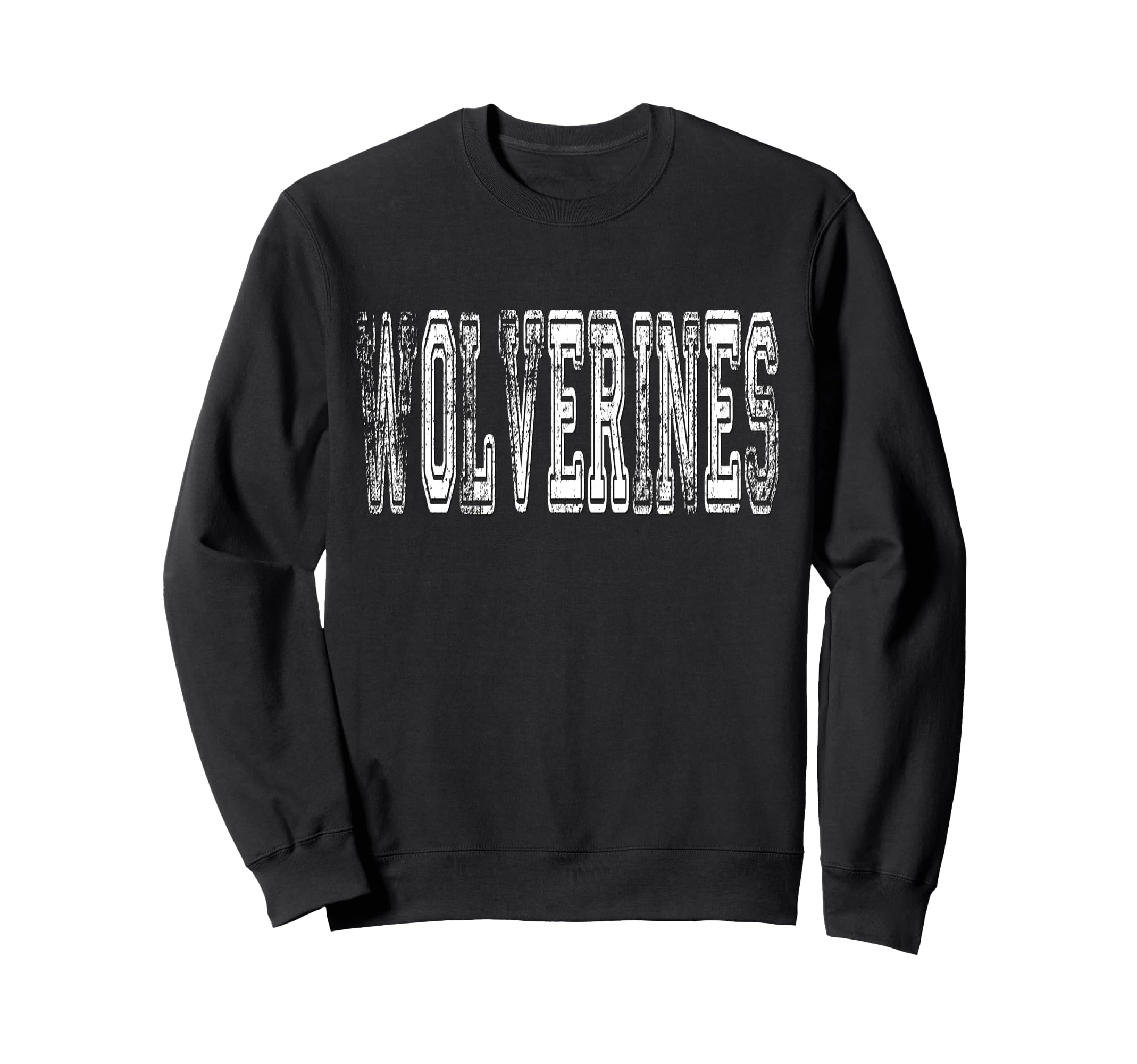 Wolverines Mascot Distressed School Sweatshirt - Graphic Print for Adults - T-Shirt, Sweatshirt, Hoodie