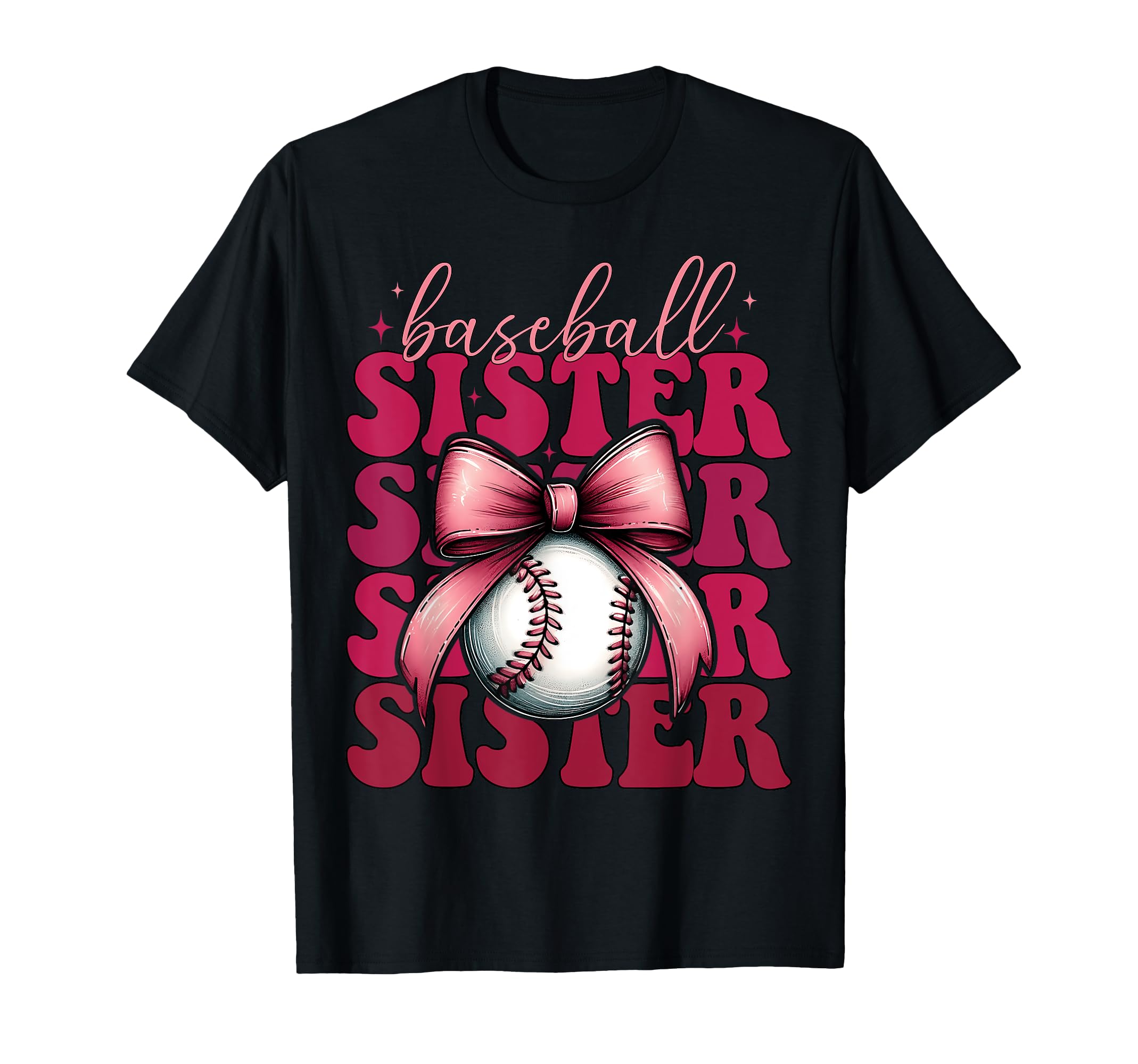 Baseball Sister Baseball Coquette Bow T-Shirt - Unique Graphic Men Women - T-Shirt, Sweatshirt, Hoodie
