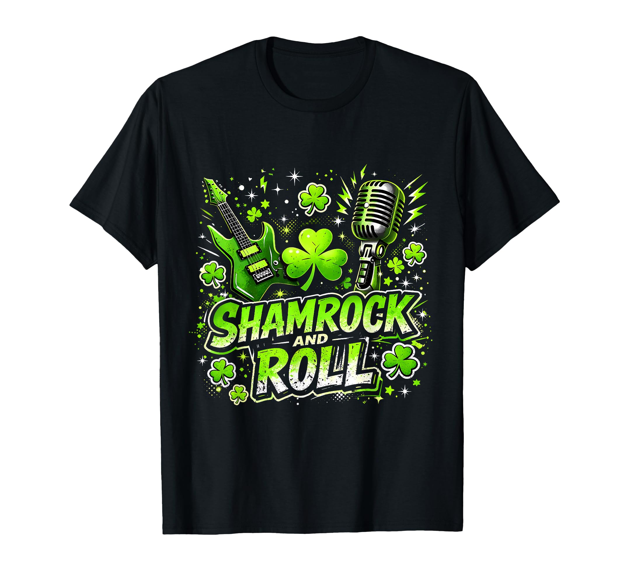 Shamrock And Roll St Patrick Day Rock T-Shirt - Novelty Apparel Unisex - T-Shirt, Sweatshirt, Hoodie
