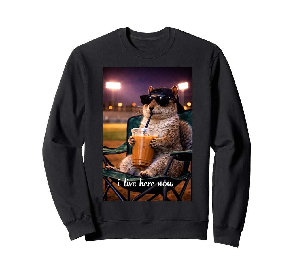 Funny Squirrel Ballfield Baseball Sweatshirt - Minimalist Print for Adults - T-Shirt, Sweatshirt, Hoodie