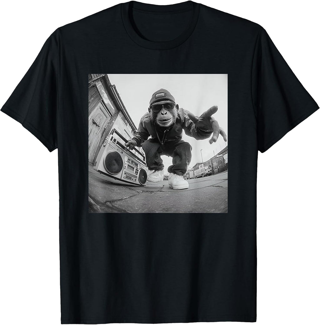 Street Photography Chimp Boombox Men Women - Adult & Kids T-Shirts, Sweatshirts & Hoodies apparel design preview 1