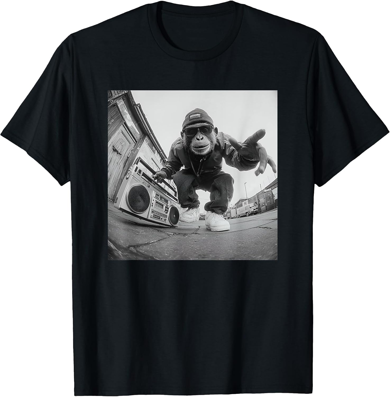Street Photography Chimp Boombox Men Women - Adult & Kids T-Shirts, Sweatshirts & Hoodies apparel design preview 1