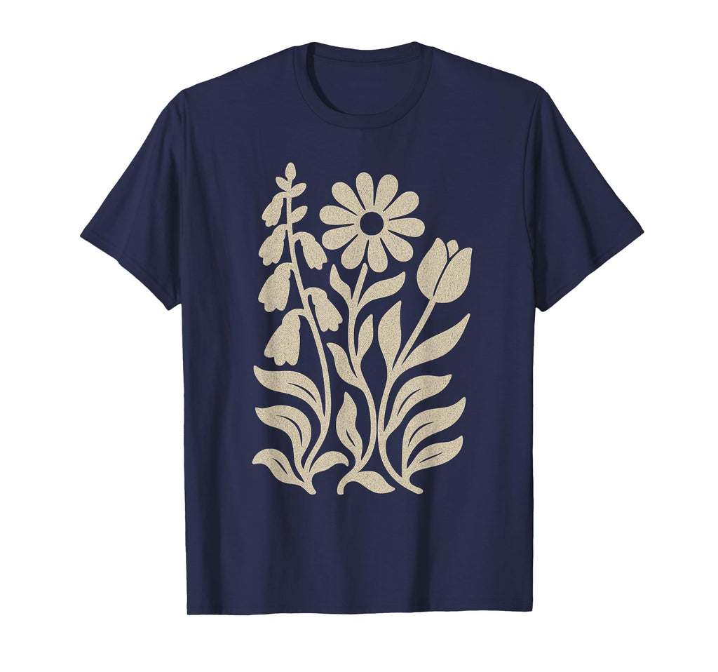 Boho Floral Foxglove Daisy Tulip T-Shirt - Casual Everyday Wear Men Women - T-Shirt, Sweatshirt, Hoodie