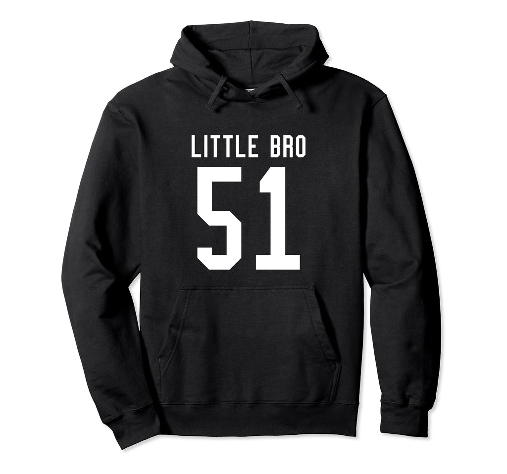 Number 51 Little Bro Biggest Fan Hoodie - Trendy Graphic for Adults - T-Shirt, Sweatshirt, Hoodie
