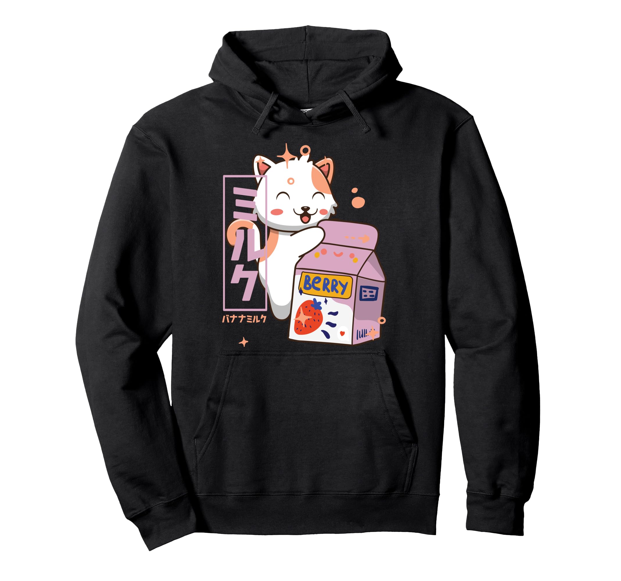 Kawaii Cat Strawberry Milk Shake Hoodie - Casual Everyday Wear Men Women - T-Shirt, Sweatshirt, Hoodie