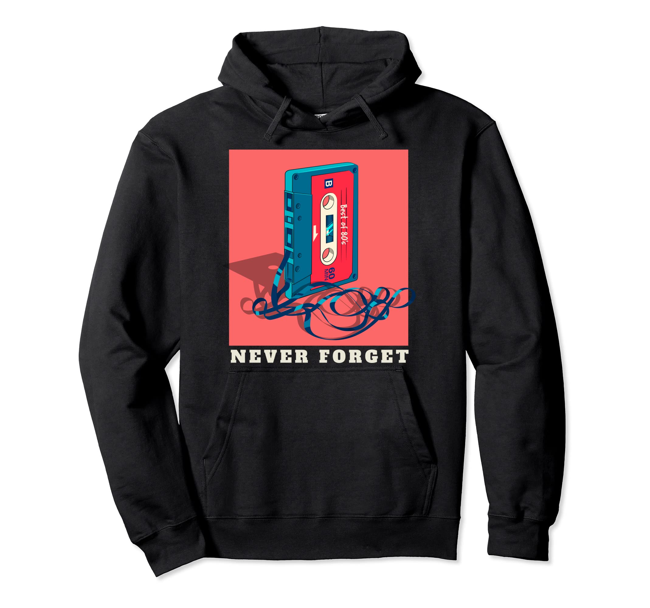 Never Forget 80S Cassette Tape Hoodie - Fun Novelty Design for Adults - T-Shirt, Sweatshirt, Hoodie