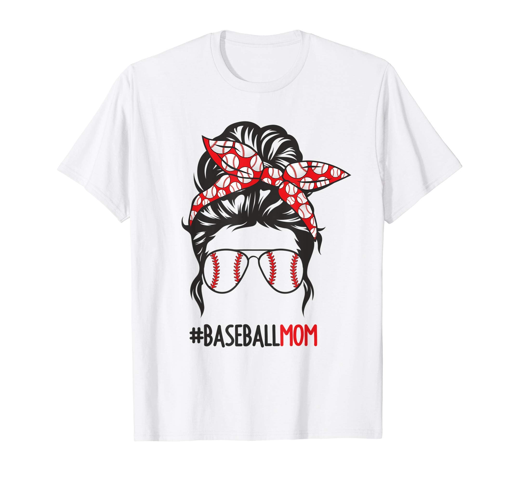 Baseball Mom Messy Bun Mothers Day T-Shirt - Streetwear Style Men Women - T-Shirt, Sweatshirt, Hoodie