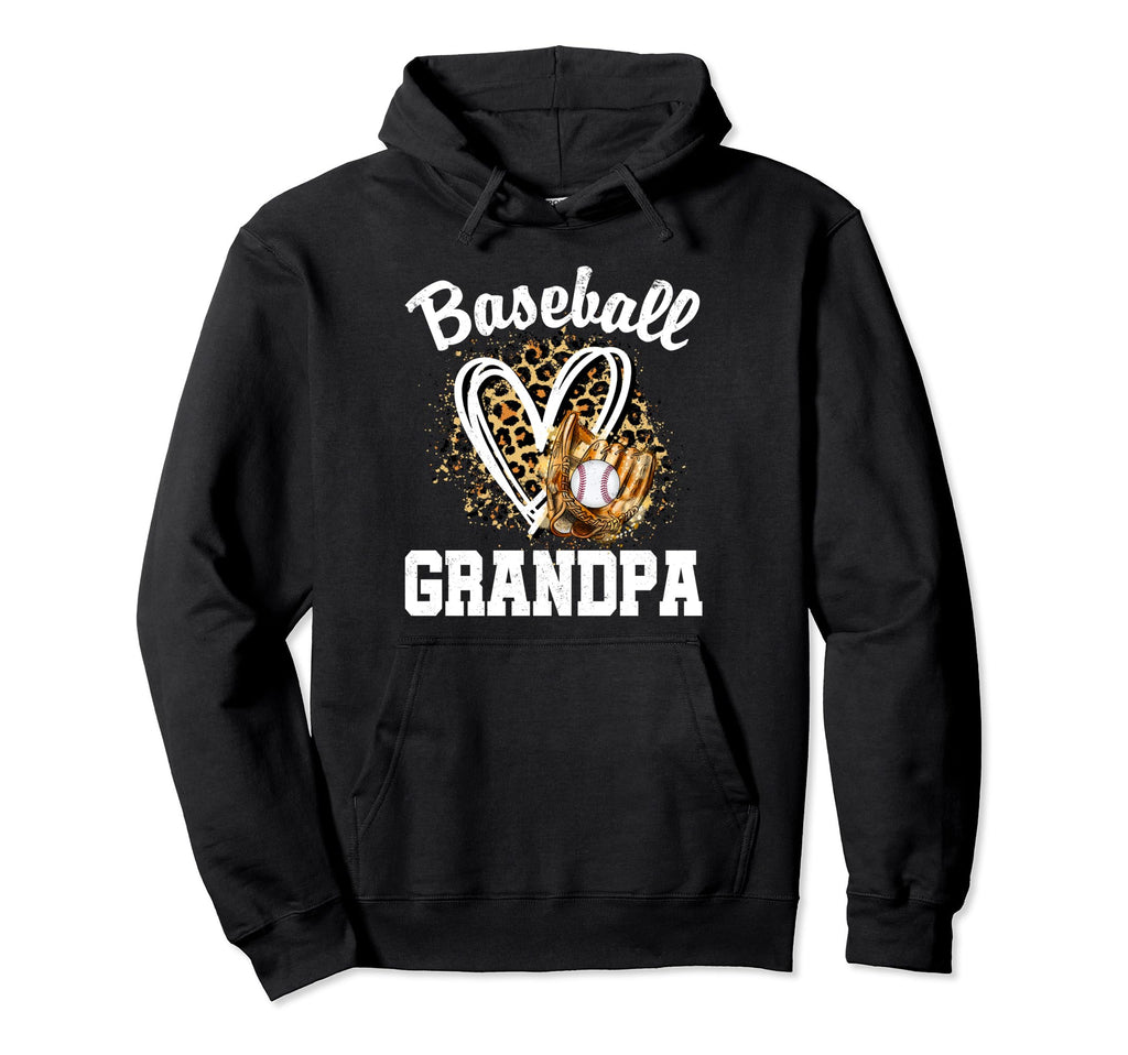 Baseball Grandpa Leopard Heart Matching Hoodie - Unique Graphic Unisex - T-Shirt, Sweatshirt, Hoodie