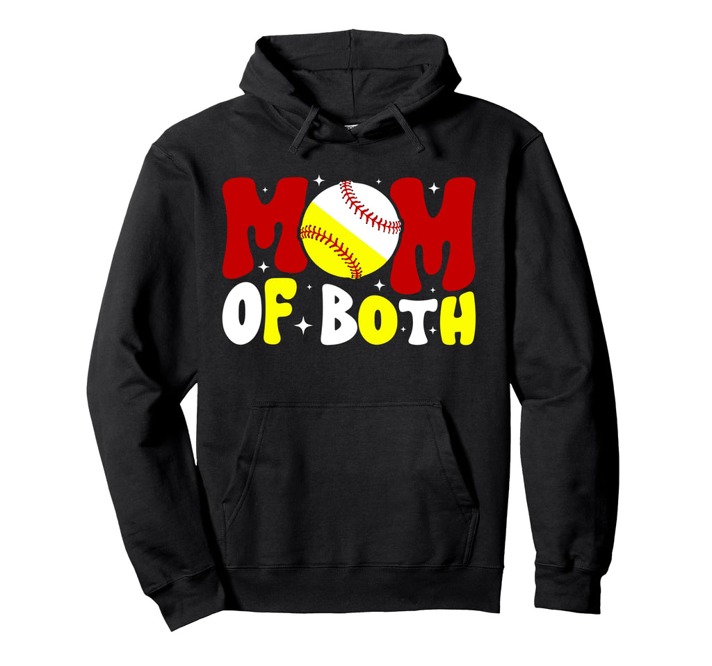 Mom Both Groovy Baseball Softball Mom Hoodie - Streetwear Style Men Women - T-Shirt, Sweatshirt, Hoodie