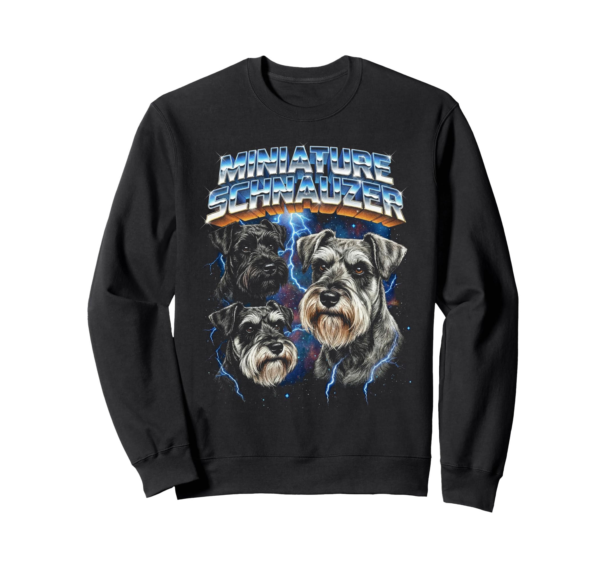 Miniature Schnauzer 80S Dog Sweatshirt - Casual Everyday Wear for Adults - T-Shirt, Sweatshirt, Hoodie