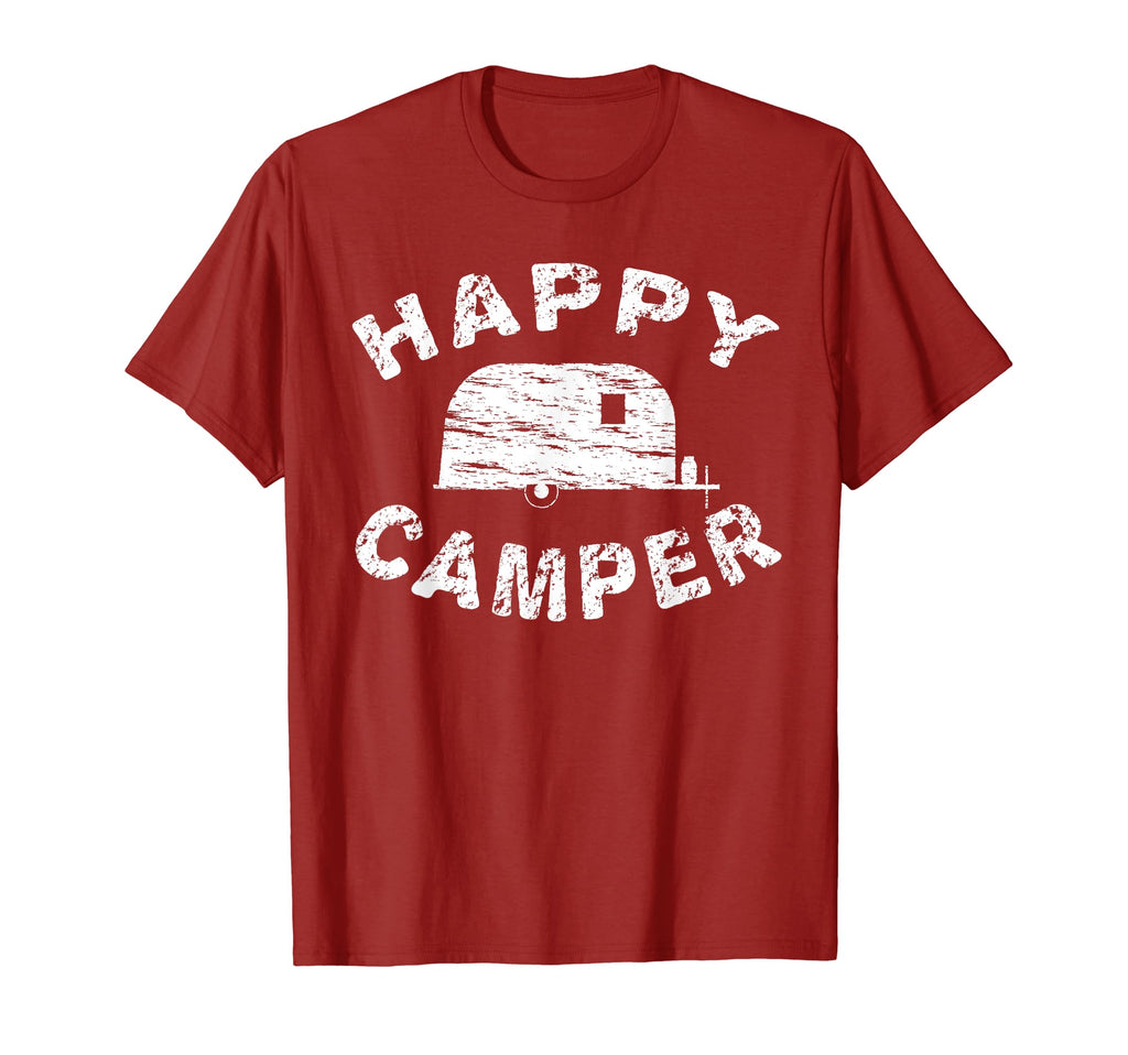 Distressed Rv Happy Camper Trailer T-Shirt - Unique Graphic for Adults - T-Shirt, Sweatshirt, Hoodie