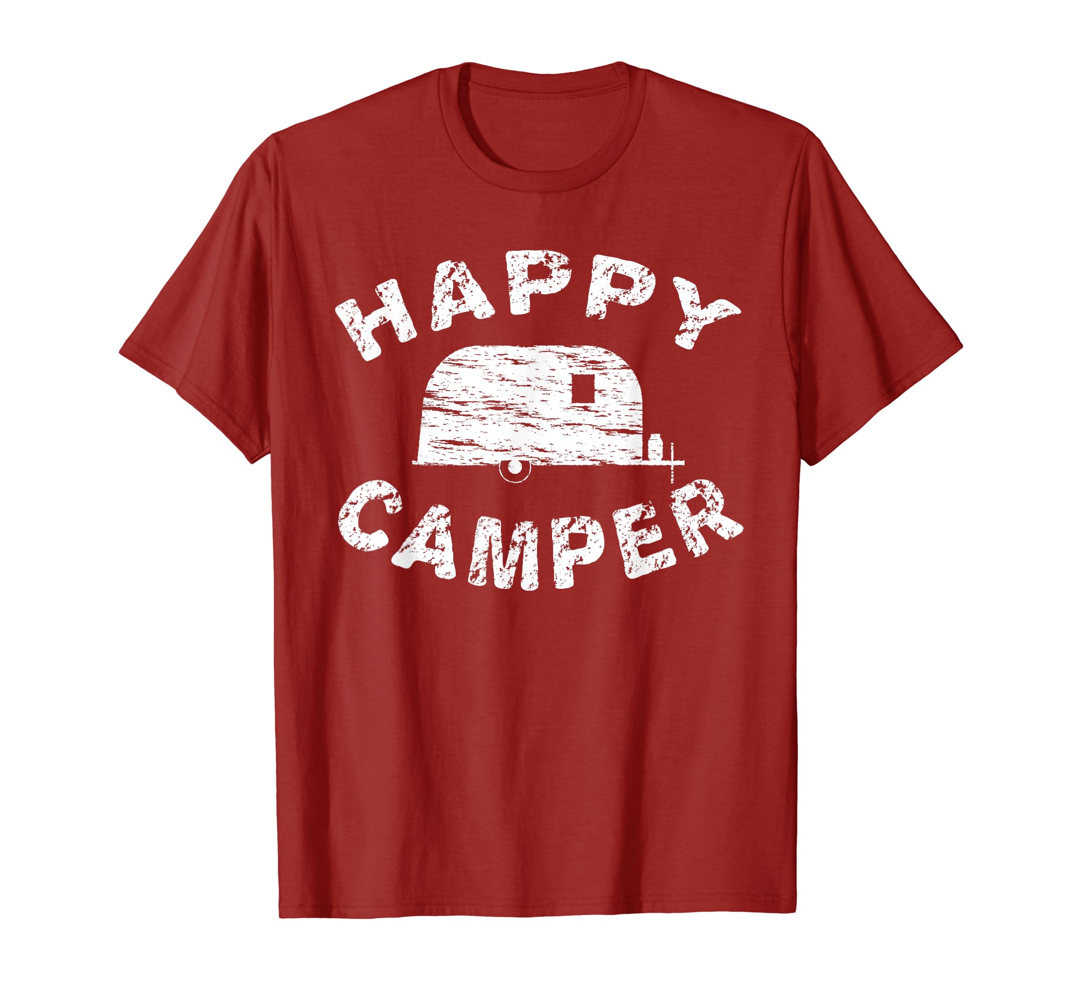 Distressed Rv Happy Camper Trailer T-Shirt - Unique Graphic for Adults - T-Shirt, Sweatshirt, Hoodie