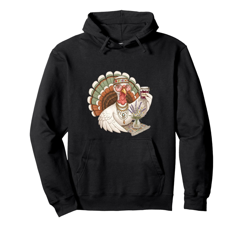Funny Hippie Turkey Boho Thanksgiving Hoodie - Unique Graphic for Adults - T-Shirt, Sweatshirt, Hoodie