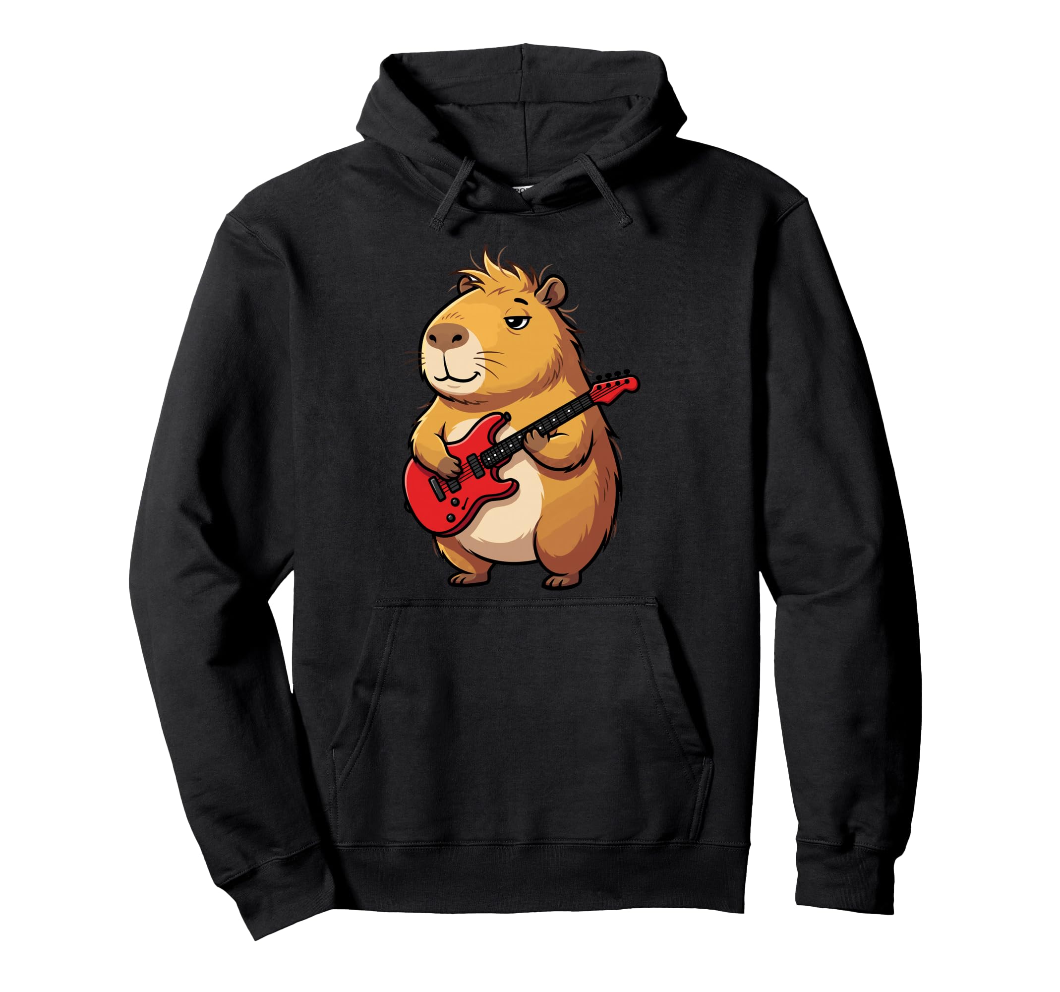 Capybara Rock Star Electric Guitar Music Hoodie - Trendy Graphic Unisex - T-Shirt, Sweatshirt, Hoodie