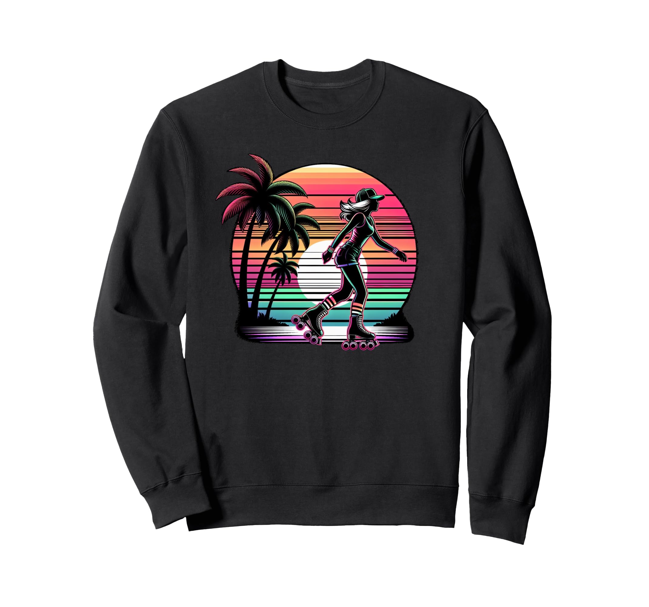 Skate Rolling Malibu Beach Sunset Sweatshirt - Custom Art Print Men Women - T-Shirt, Sweatshirt, Hoodie
