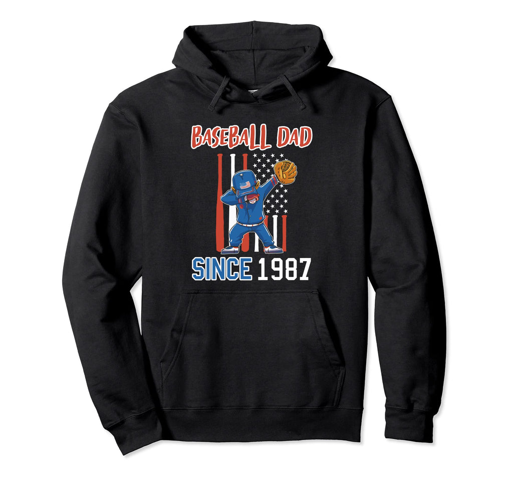 Baseball Dad Since 1987 Hoodie - Trendy Graphic for Adults - T-Shirt, Sweatshirt, Hoodie