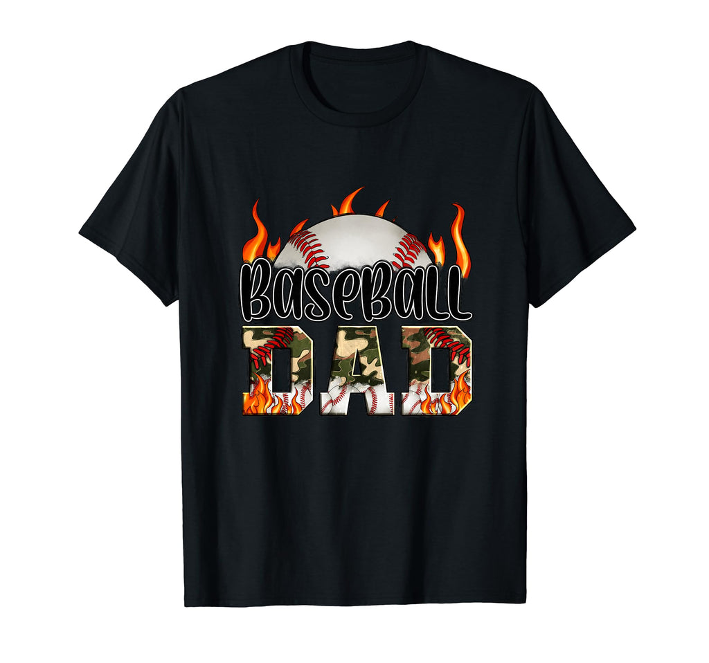 Baseball Dad Camo Fire Baseball Fan T-Shirt - Custom Art Print for Adults - T-Shirt, Sweatshirt, Hoodie