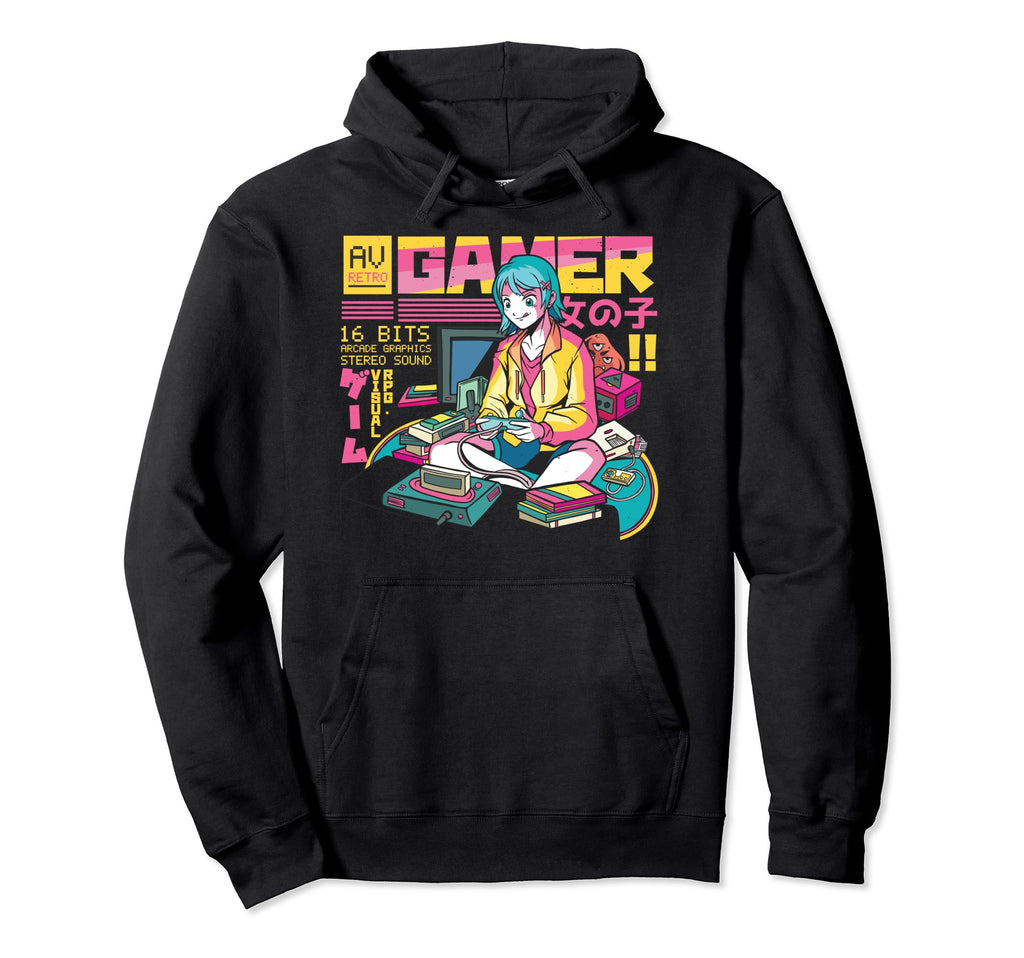 Japanese Anime Anime Gamer Vaporwave Hoodie - Trendy Graphic for Adults - T-Shirt, Sweatshirt, Hoodie