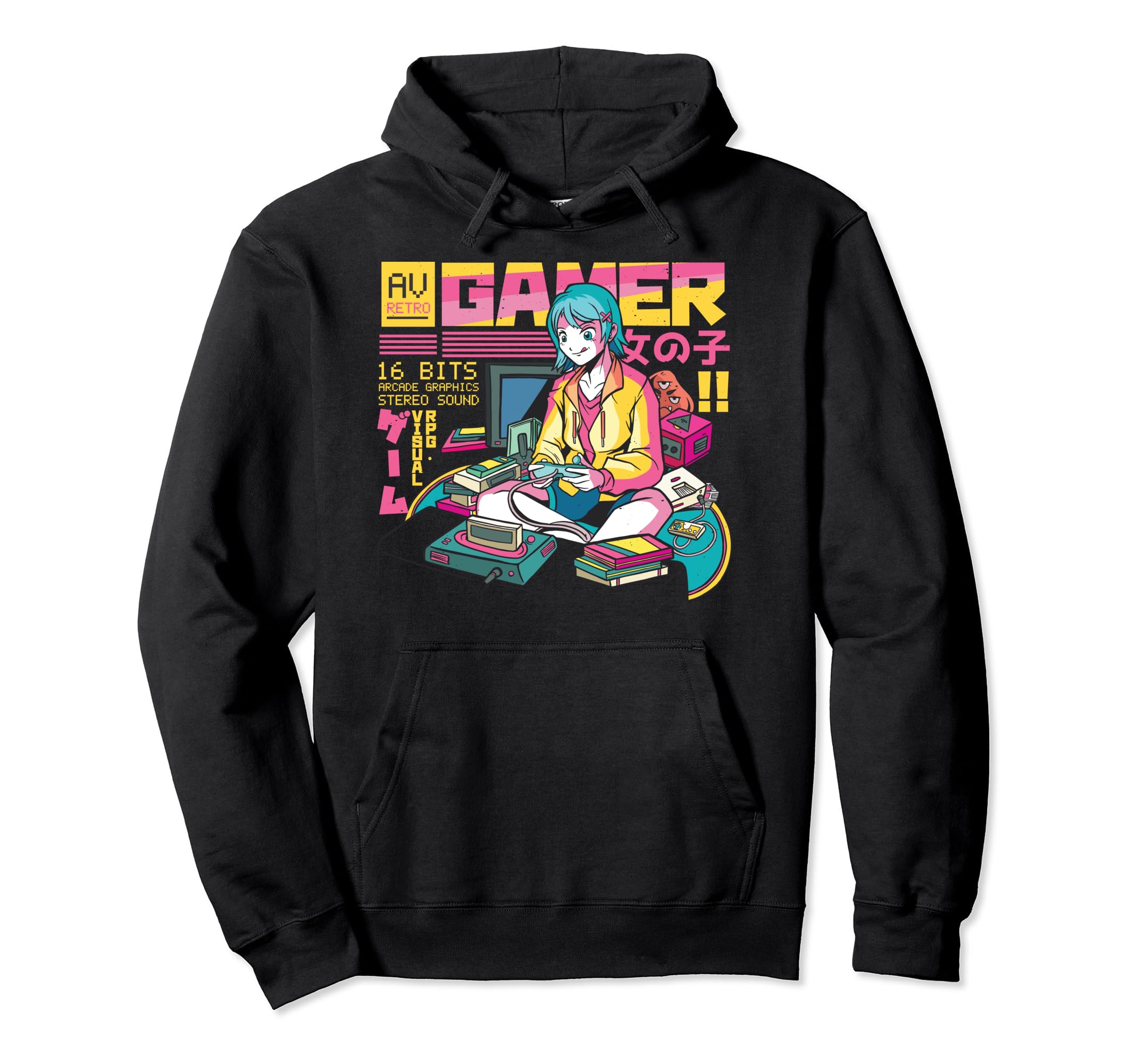 Japanese Anime Anime Gamer Vaporwave Hoodie - Trendy Graphic for Adults - T-Shirt, Sweatshirt, Hoodie
