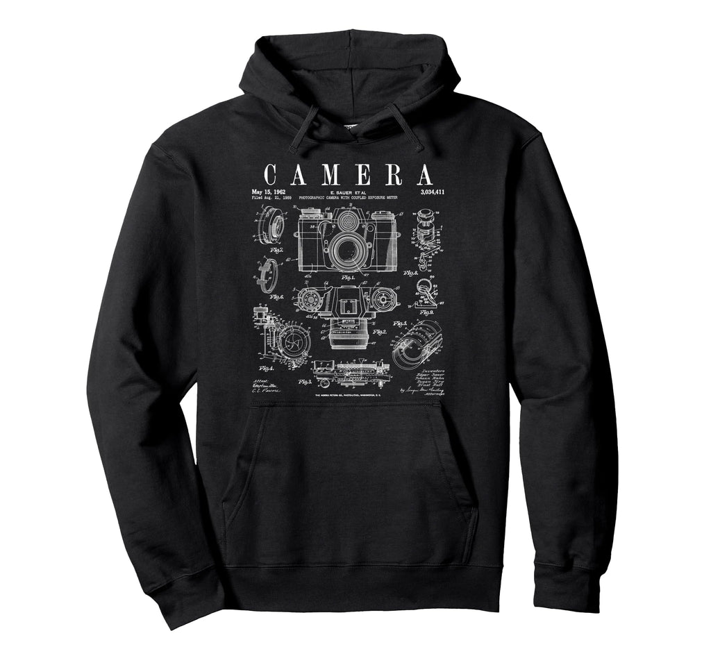 Photography Camera Patent Drawing Hoodie - Novelty Apparel Unisex - T-Shirt, Sweatshirt, Hoodie