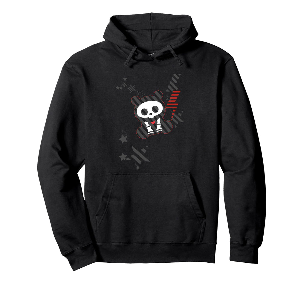 Skelanimals Panda Rocker Stripe Pop Hoodie - Streetwear Style Men Women - T-Shirt, Sweatshirt, Hoodie