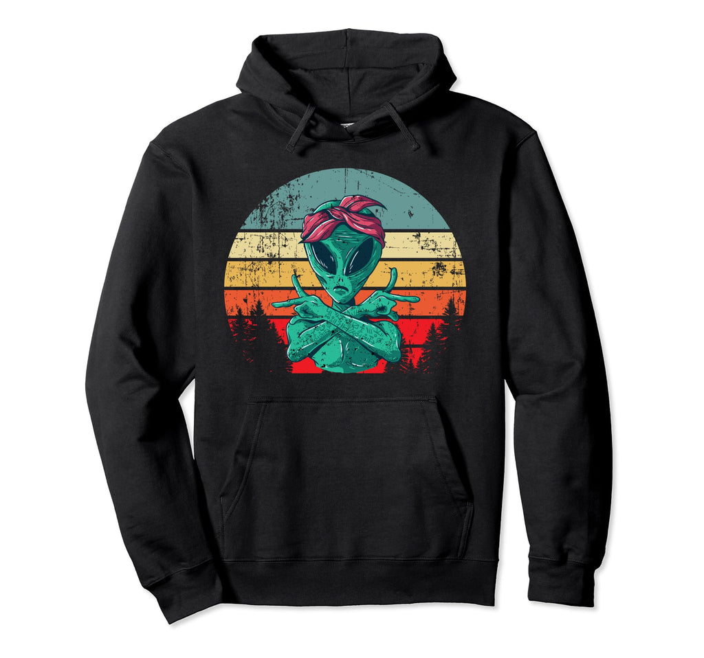 Alien Gangsta Sunset Sweatshirt - Unique Graphic Men Women - T-Shirt, Sweatshirt, Hoodie
