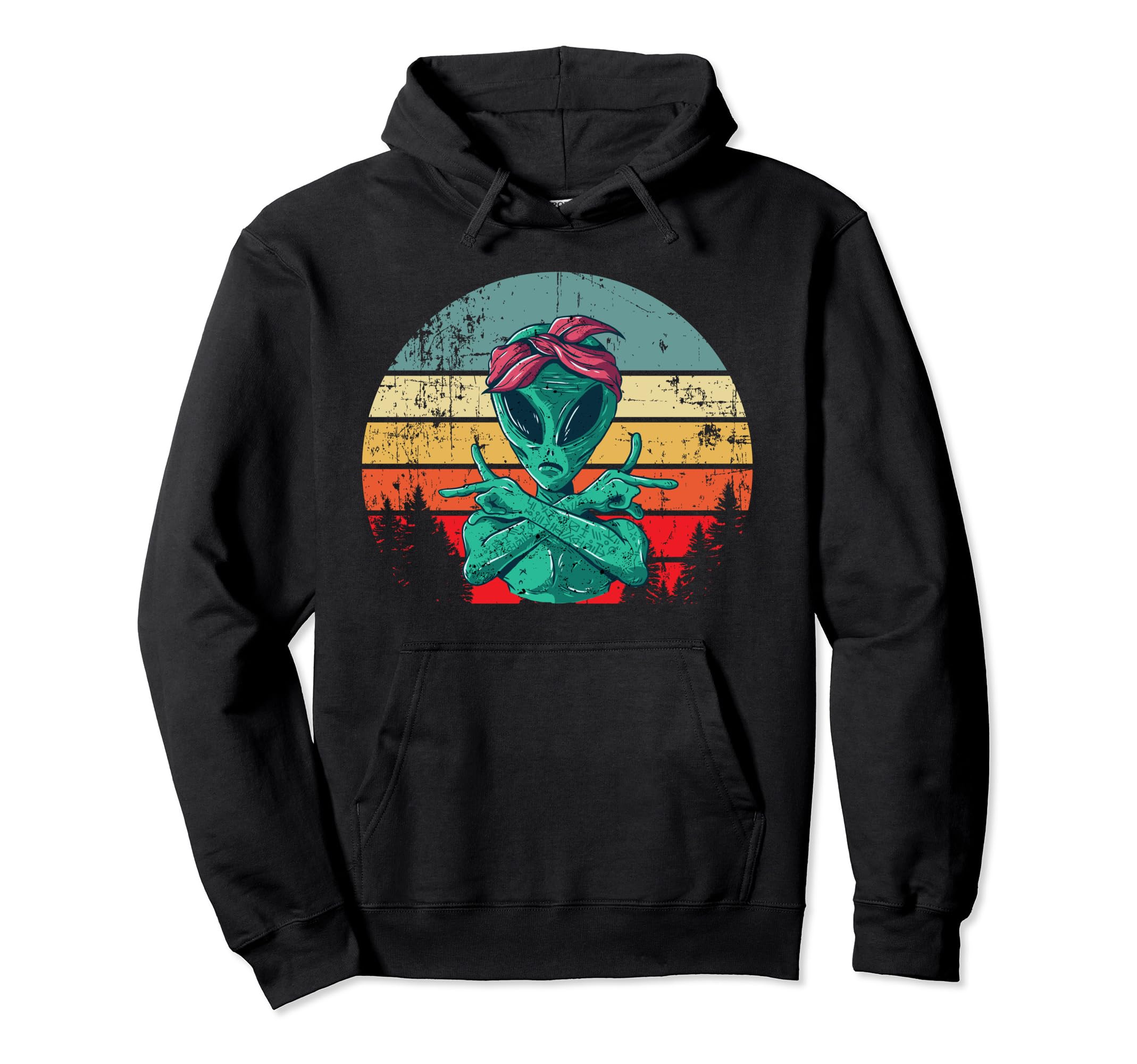 Alien Gangsta Sunset Sweatshirt - Unique Graphic Men Women - T-Shirt, Sweatshirt, Hoodie