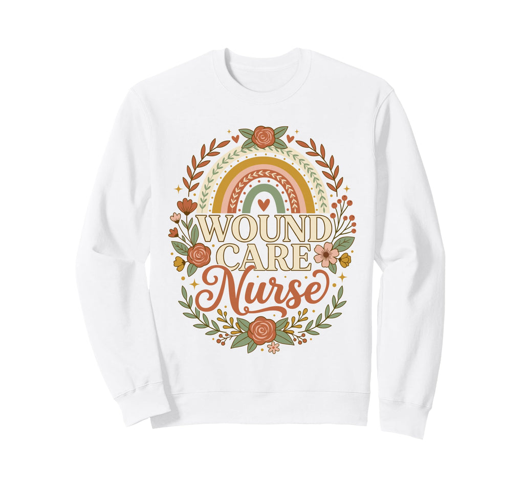Wound Care Nurse Boho Rainbow Sweatshirt - Casual Everyday Wear Unisex - T-Shirt, Sweatshirt, Hoodie