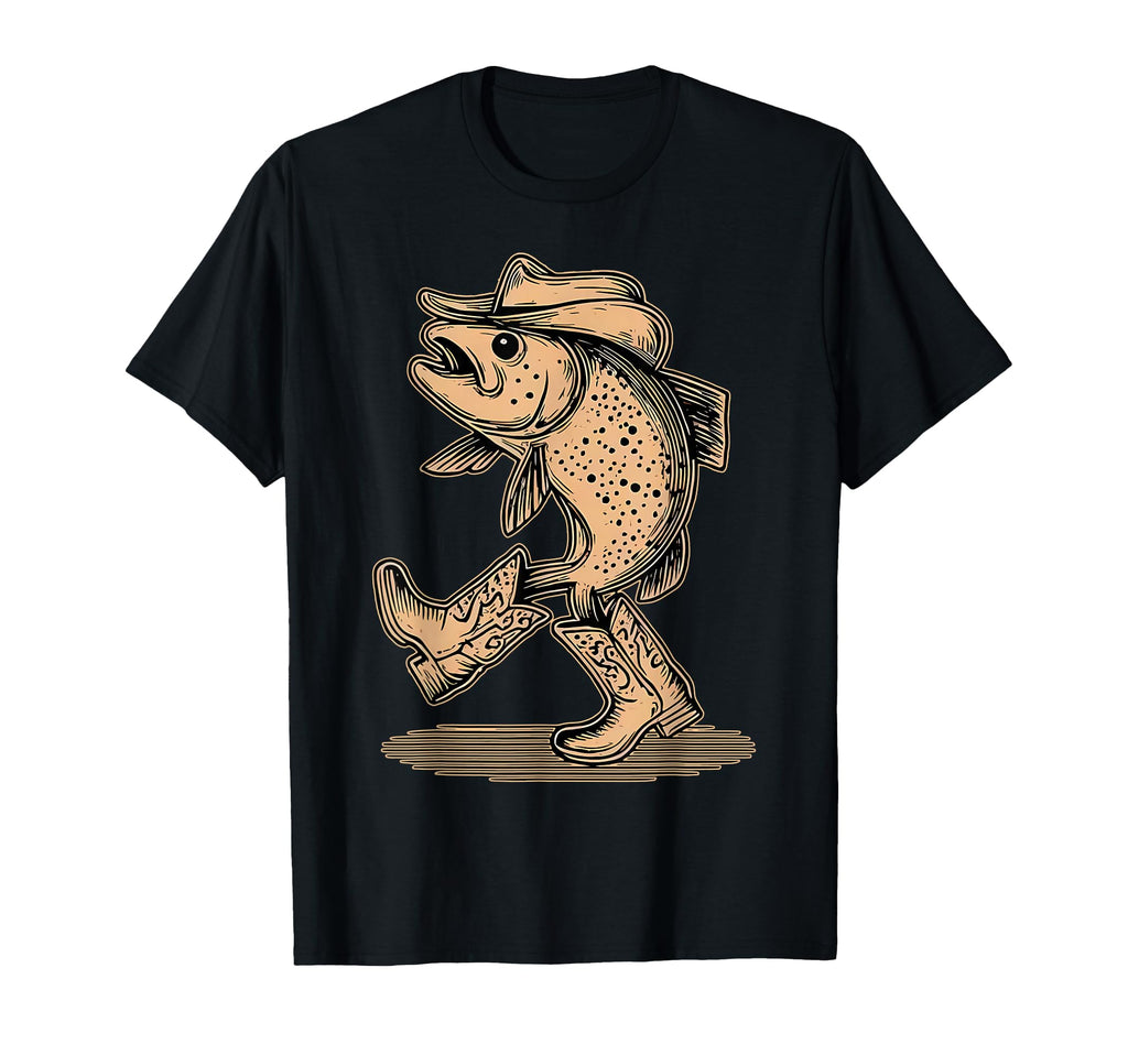 Fish Wearing Cowboy Hat Cowgirl T-Shirt - Fun Novelty Design for Adults - T-Shirt, Sweatshirt, Hoodie