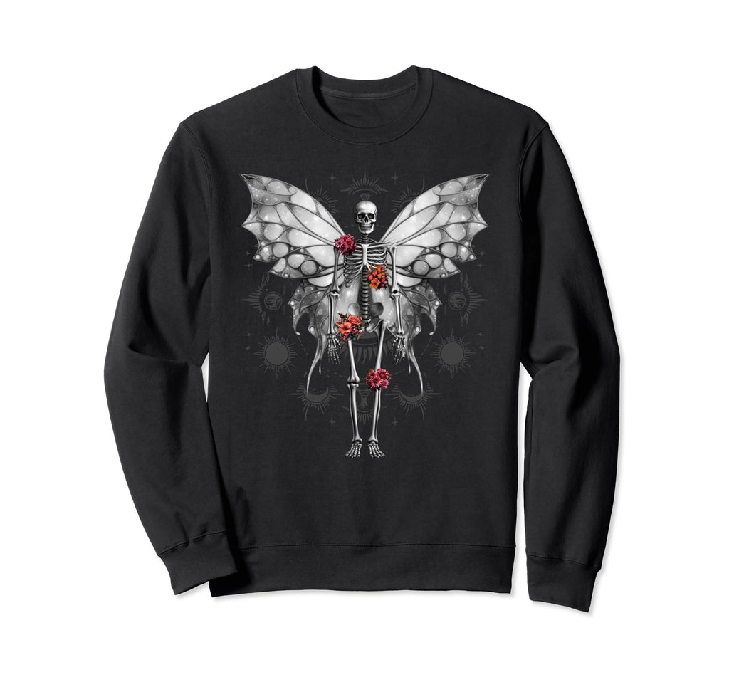 Fairycore Butterfly Skeleton Fairy Sweatshirt - Trendy Graphic Men Women - T-Shirt, Sweatshirt, Hoodie
