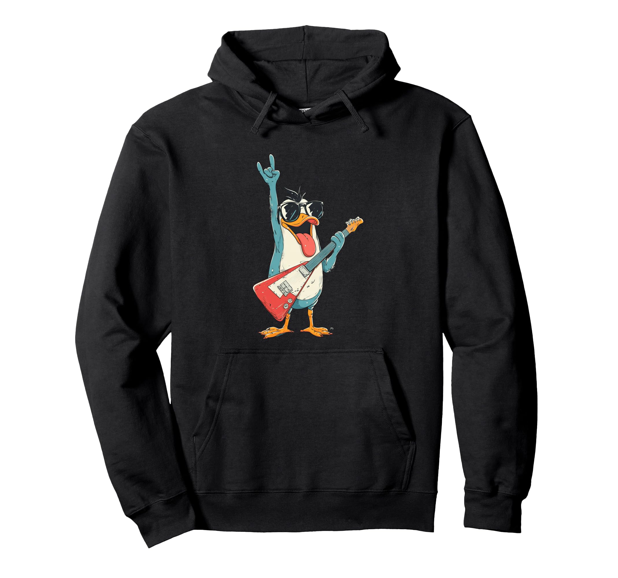 Penguin Guitar Player Rock Music Hoodie - Trendy Graphic for Adults - T-Shirt, Sweatshirt, Hoodie
