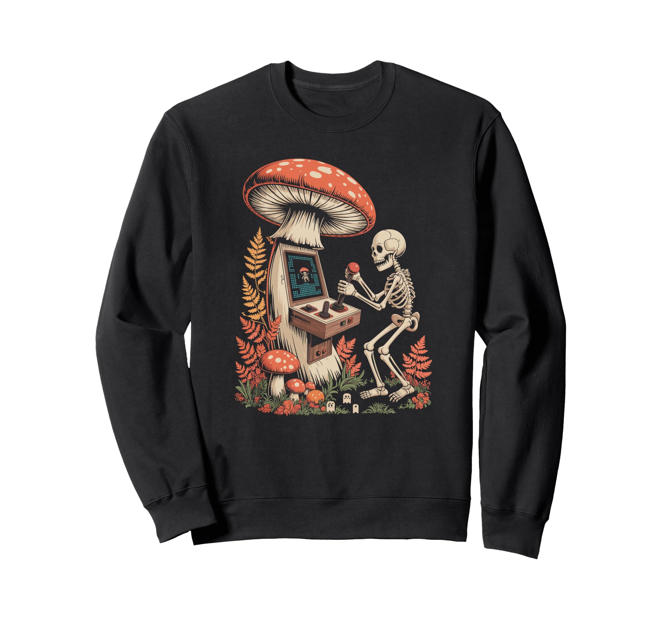 Whimsical Skeleton Playing Video Sweatshirt - Casual Everyday Wear Unisex - T-Shirt, Sweatshirt, Hoodie