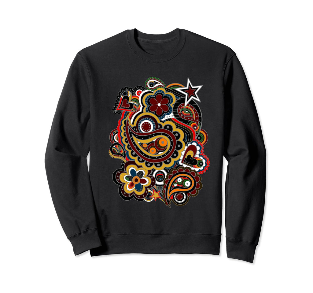 Colorful Hand Drawn Floral Boho Sweatshirt - Casual Everyday Wear Unisex - T-Shirt, Sweatshirt, Hoodie