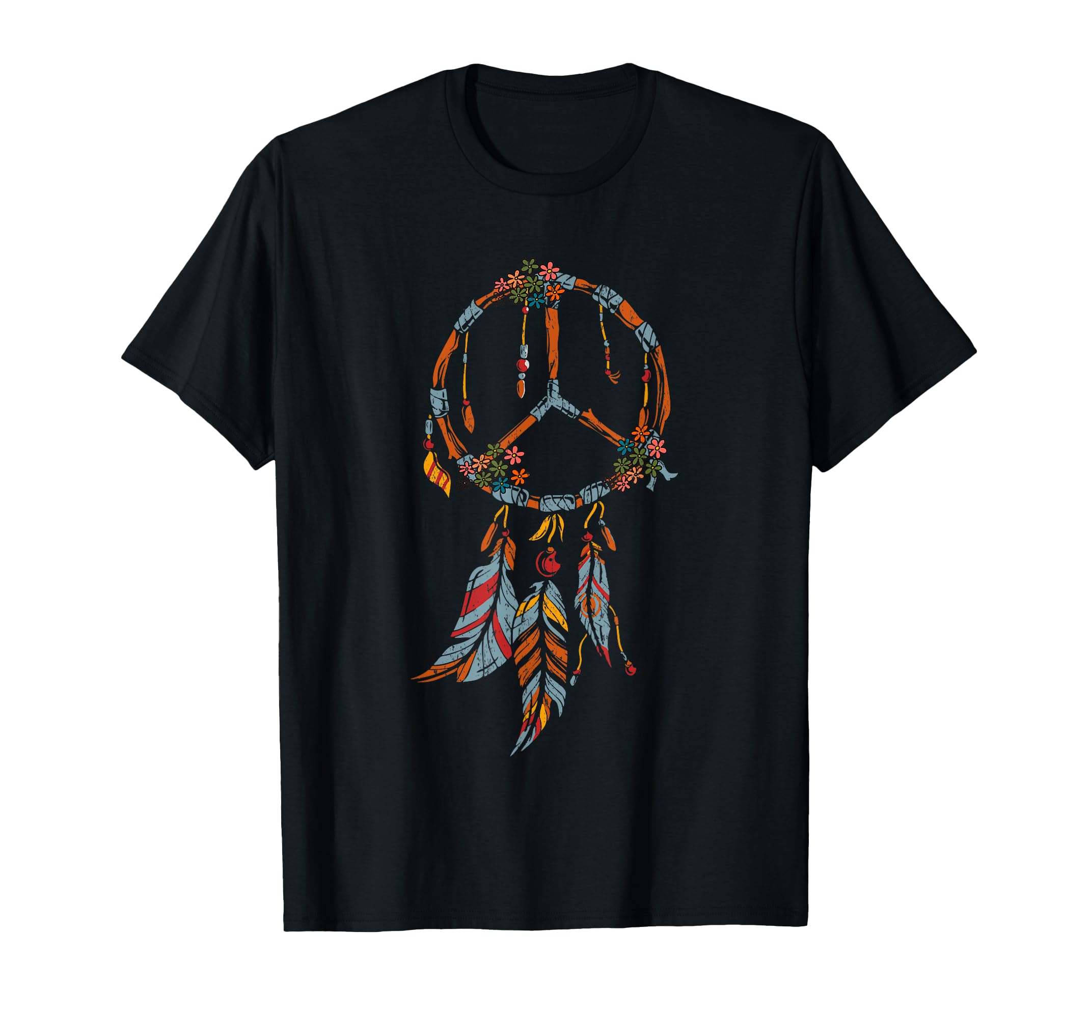 Native American Peace Sign Floral T-Shirt - Fun Novelty Design Men Women - T-Shirt, Sweatshirt, Hoodie