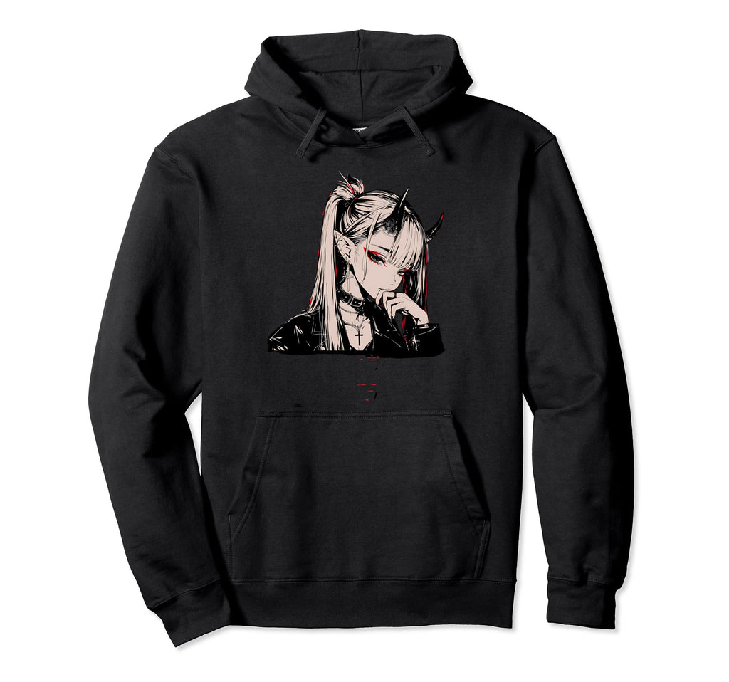 Goth Grunge Demon Anime Waifu Horror Hoodie - Streetwear Style for Adults - T-Shirt, Sweatshirt, Hoodie