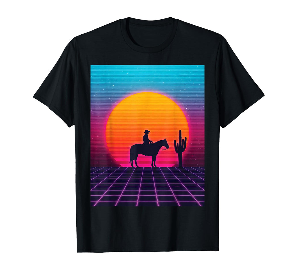 Synthwave Cowboy Retrowave 80S Western T-Shirt - Trendy Graphic Unisex - T-Shirt, Sweatshirt, Hoodie