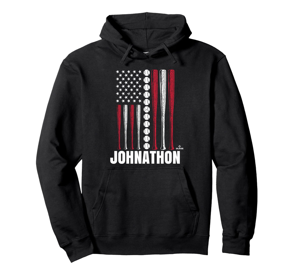 Baseball American Flag Johnathon Hoodie - Fun Novelty Design Men Women - T-Shirt, Sweatshirt, Hoodie
