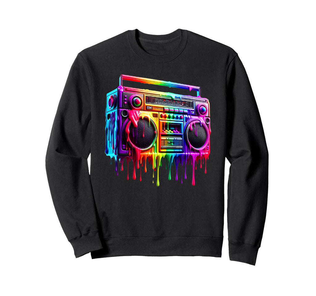 Dripping Paint Boombox Old School Sweatshirt - Minimalist Print for Adults - T-Shirt, Sweatshirt, Hoodie