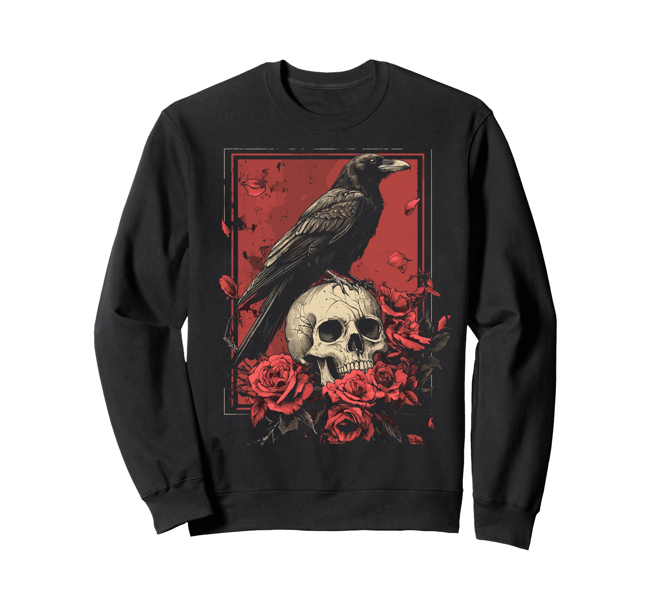 Raven Crow Y2K Grunge Aesthetic Dark Sweatshirt - Graphic Print Men Women - T-Shirt, Sweatshirt, Hoodie