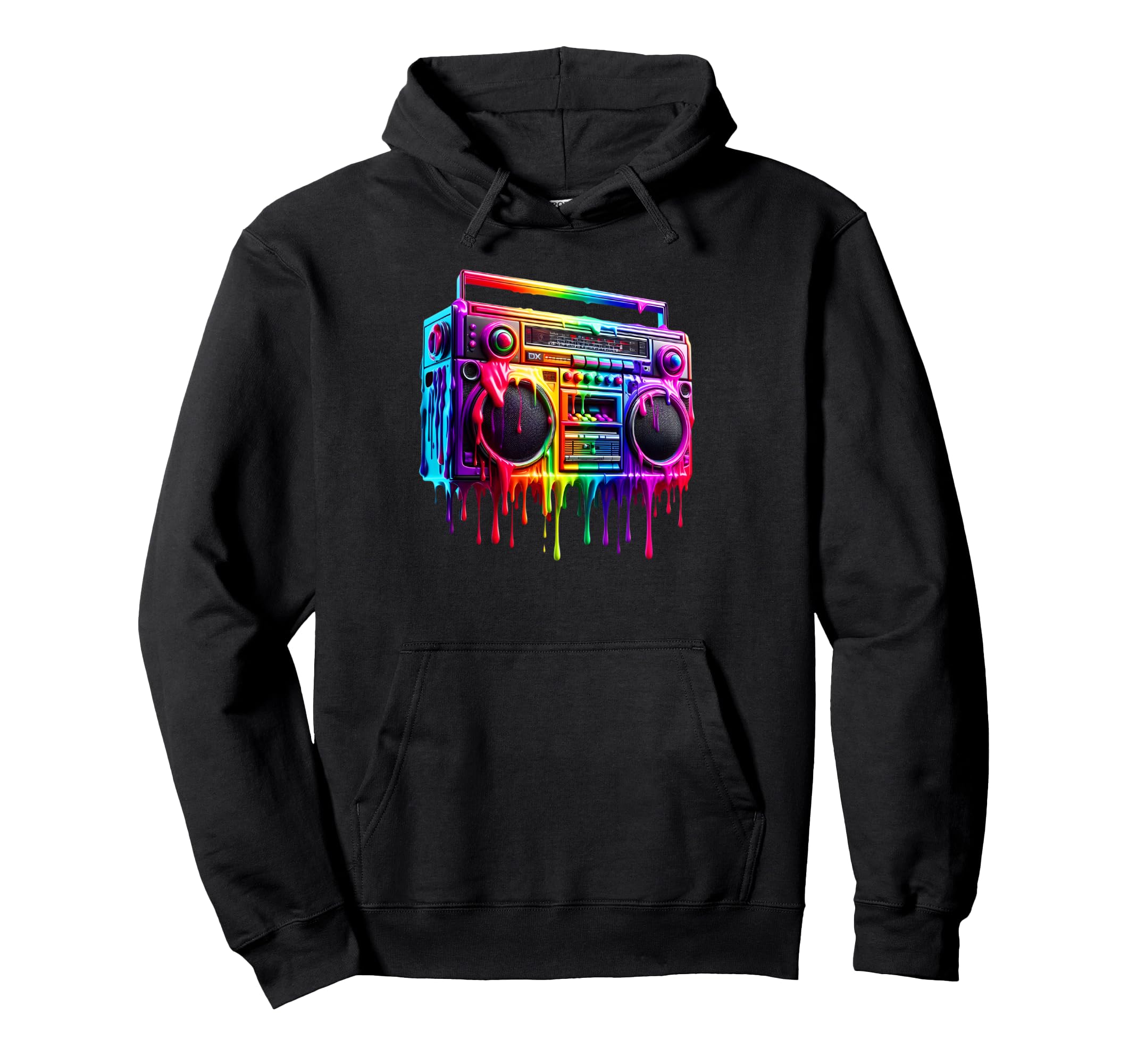 Dripping Paint Boombox Old School 80S Hoodie - Graphic Print for Adults - T-Shirt, Sweatshirt, Hoodie