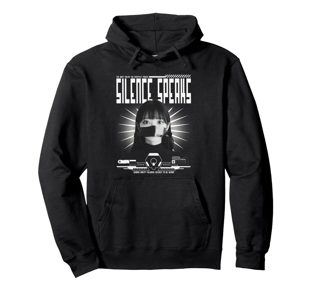Y2K Silence Bold Urban Graffiti Hoodie - Minimalist Print for Adults - T-Shirt, Sweatshirt, Hoodie