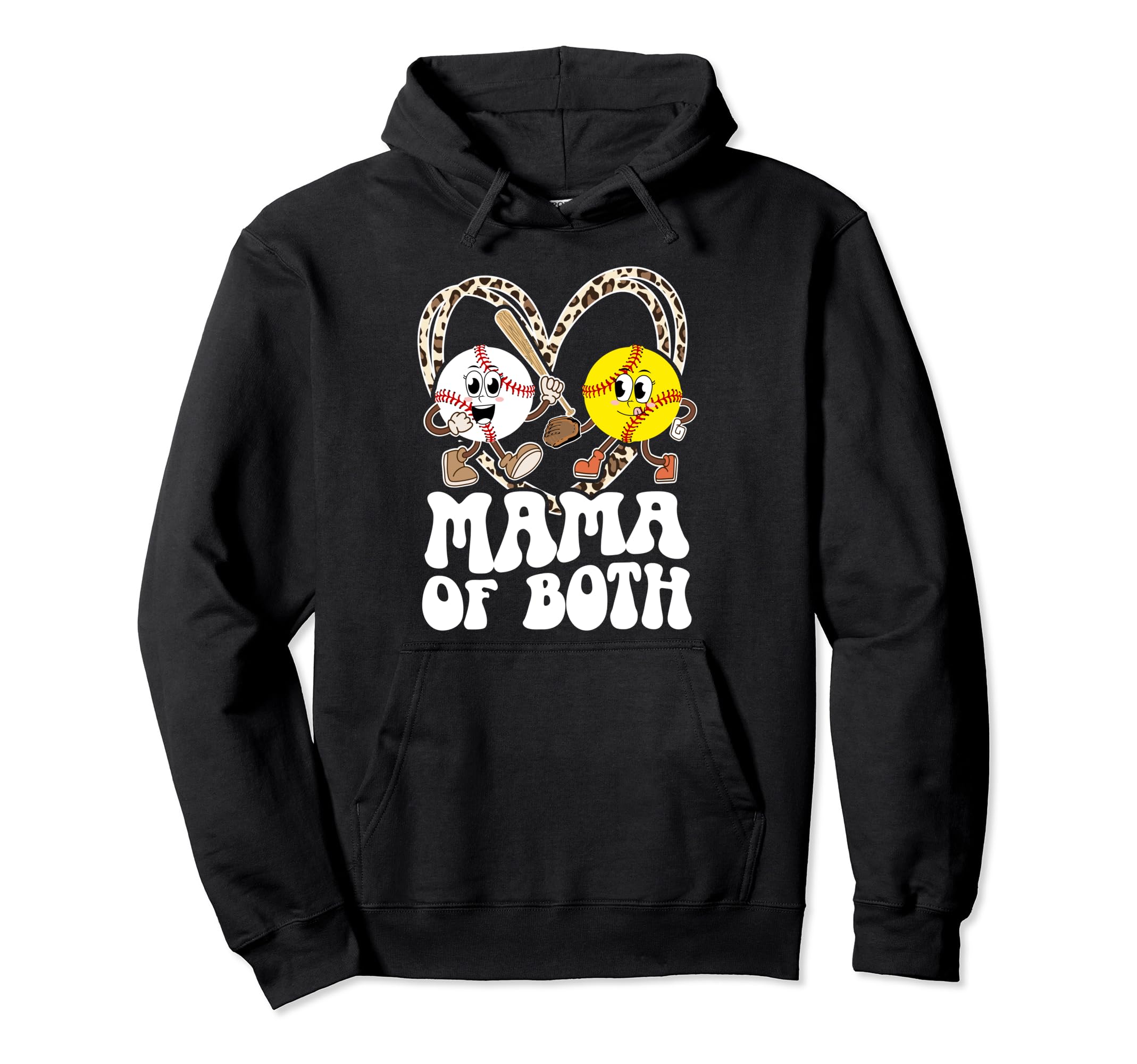Mama Both Groovy Baseball Softball Mom Hoodie - Trendy Graphic for Adults - T-Shirt, Sweatshirt, Hoodie