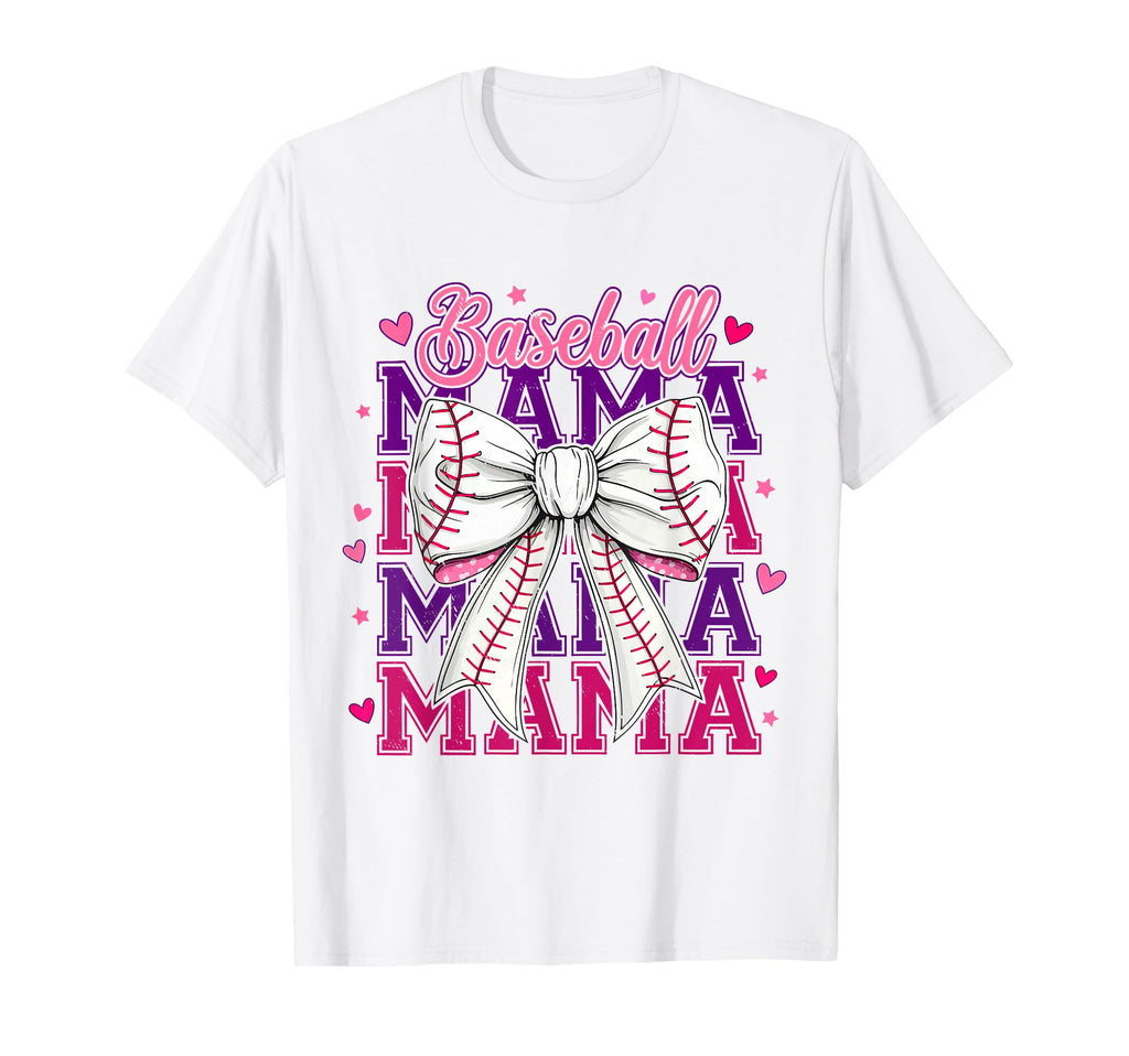 Baseball Mama Coquette Bow Baseball Mom T-Shirt - Graphic Print Men Women - T-Shirt, Sweatshirt, Hoodie