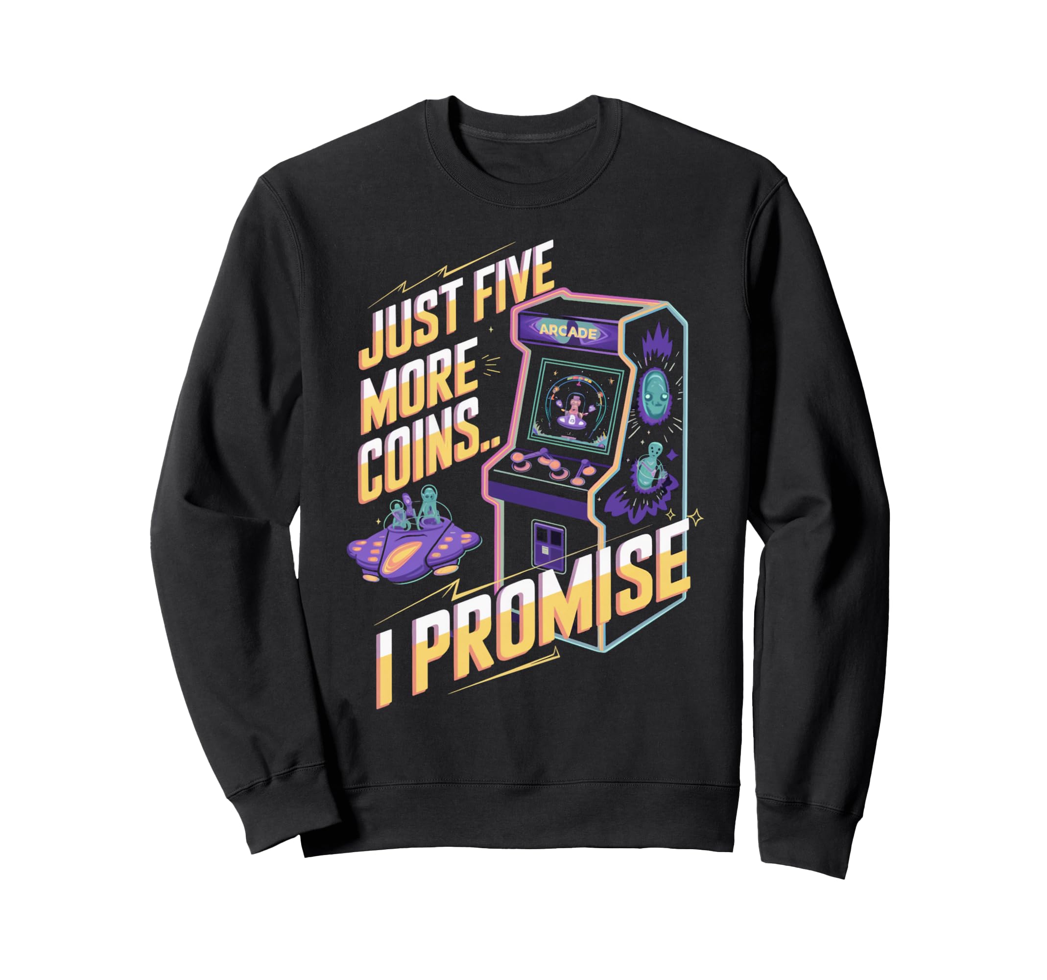 Just Five More Coins Arcade Gamer Sweatshirt - Aesthetic Graphic Unisex - T-Shirt, Sweatshirt, Hoodie