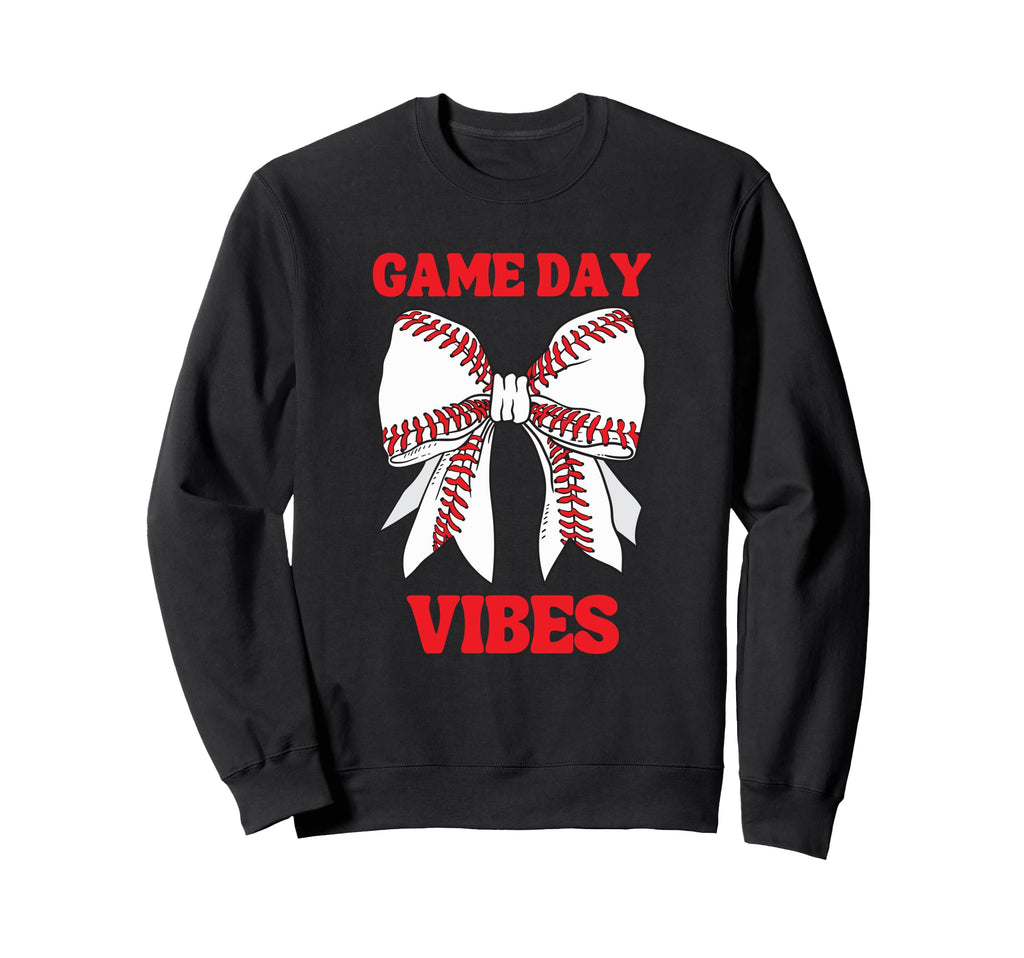 Game Day Vibes Coquette Bow Baseball Sweatshirt - Graphic Print Men Women - T-Shirt, Sweatshirt, Hoodie