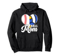 Proud Ball Mom Volleyball Baseball Mom Heart Hoodie - Graphic Print Unisex - T-Shirt, Sweatshirt, Hoodie