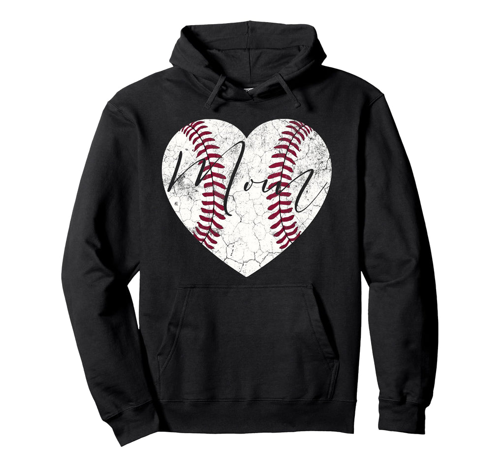 Heart Mom Mothers Day Baseball Softball Hoodie - Novelty Apparel Men Women - T-Shirt, Sweatshirt, Hoodie
